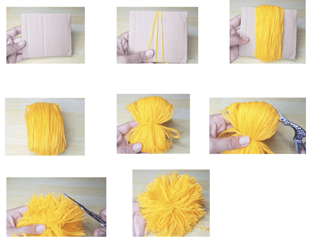 Demonstration of making the pom pom 